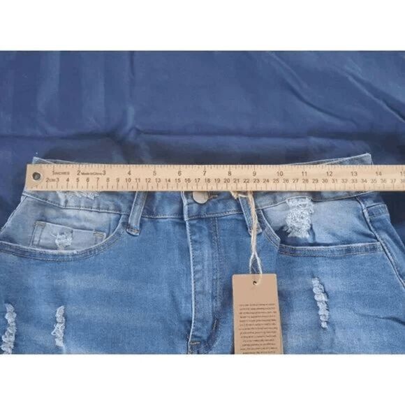 Blue Turtle Women's Medium Blue Booty Maker Asymmetrical Denim Mini Skirt M - Picture 3 of 8